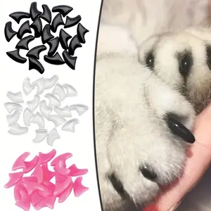 20pcs Cat Nail Caps with Adhesive Glue and Applicators, Uncharged Claw Caps for Cats, Pet Nail Covers for Scratch Protection, Easy Application, Suitable for All Cat Breeds