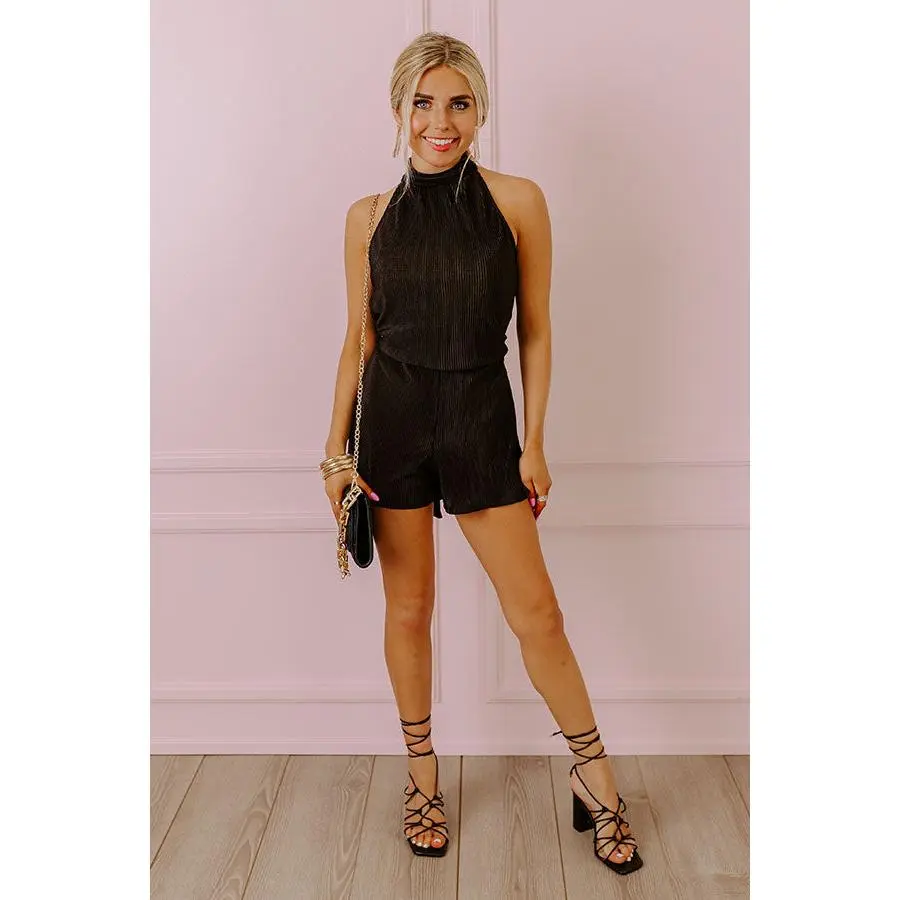 Pleats To Meet You Romper In Black