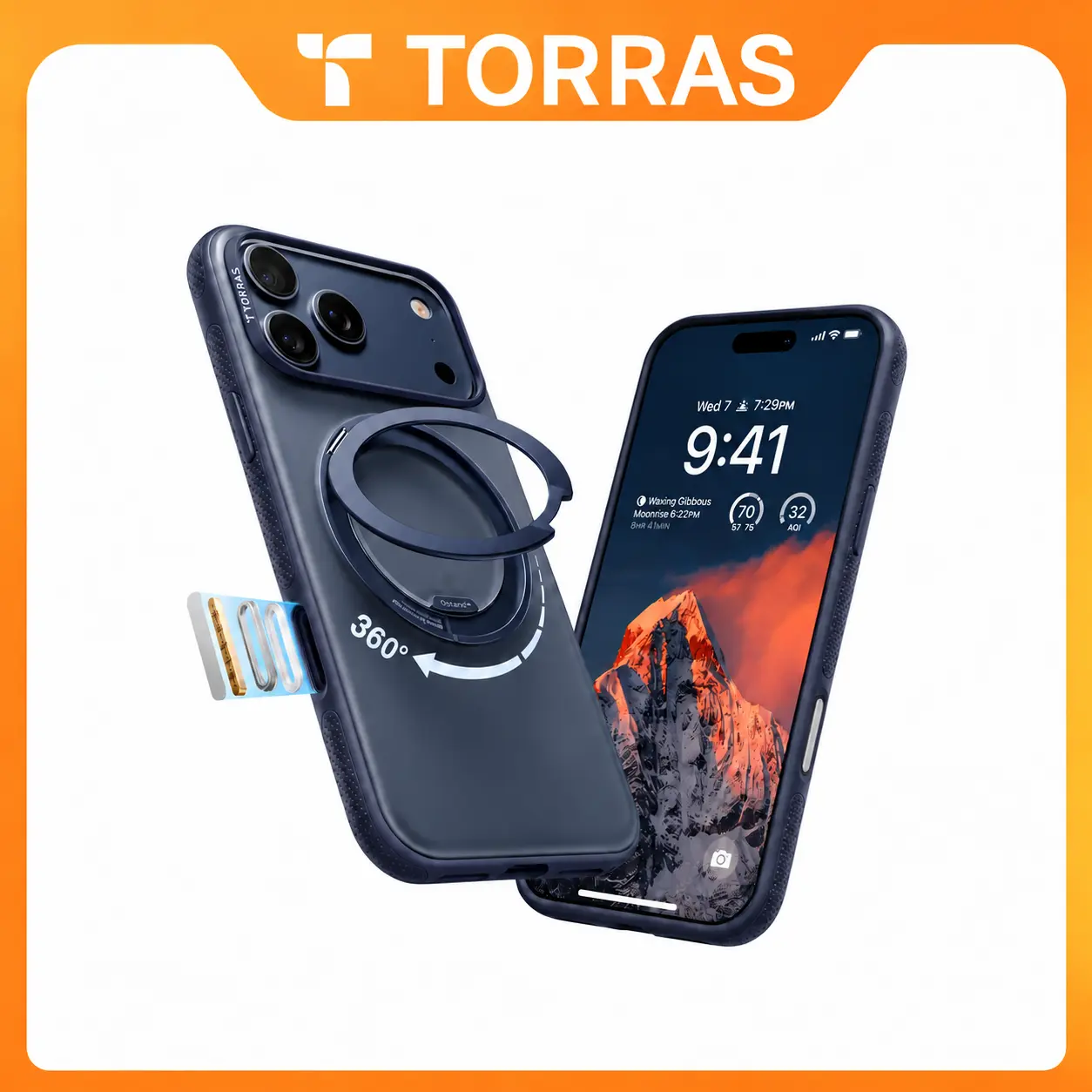 TORRAS O3 Fitness Case for iPhone 18/17/16Pro Max, 360° Rotating MagSafe Stand Kickstand, Heavy Duty Shockproof Drop Protection, Non-Slip 3D Edge Grooves Grip, Magnetic Ring Holder Sturdy Slim Fit Protective Cellphone Cover Accessories,techvibes