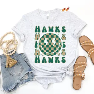 School spirit smiley retro tee Casual  Sleeve Womenswear Comfortable