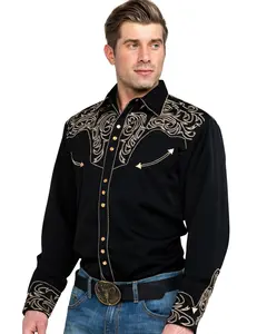 Scully Men's Men'S Embroidered Scroll Long Sleeve Snap Western Shirt - P-852 Blk