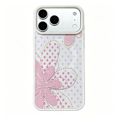MagSafe Smartphone Protector Casing - Cute Y2K Art Style, Polka Dot, Kawaii Floral Cover, Snug Fit for iPhone 17/16/15/14/13/12/11 ProMax/Plus & Samsung Galaxy S23FE/22/23/24/25, Cellphone Handheld Accessory