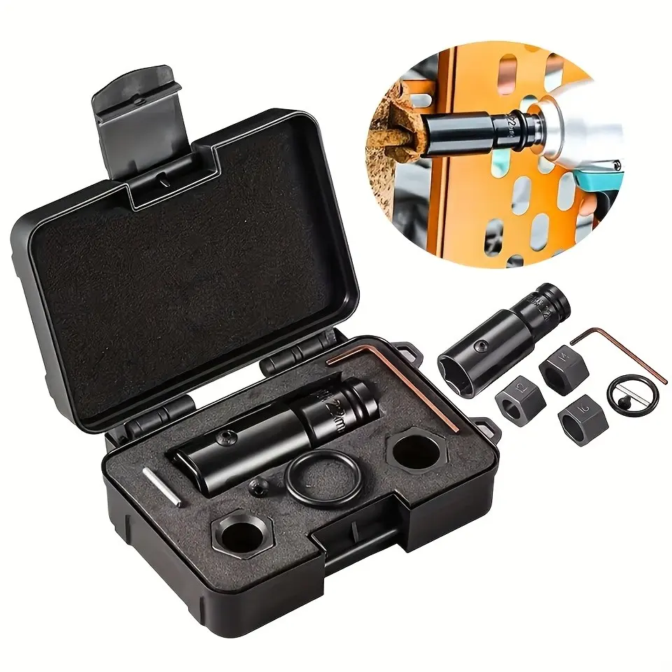1set 1/2" Drive Thin Wall Flip Socket Set, Non-Marring Lug Nut Impact Sockets with Extension Bar