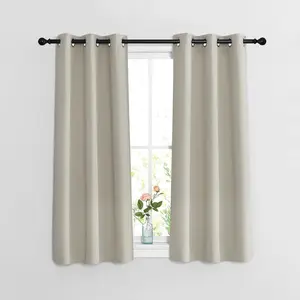 NICETOWN Blackout Natural Curtains for Bedroom - Window Treatment Thermal Insulated Grommet Solid Drapes Thermal Curtains Sound Reducing for Basement/Kitchen， 2 Panels， W37 x L54