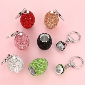 1pc Metal Crystal Pill Organizer with Rhinestones, Designed for Travel And Outdoor Use, Featuring a Keychain Pill Dispenser in Mixed Colors. It'S a Waterproof Portable Pillbox That Can Also Serve As a Charm Or Bag Accessory