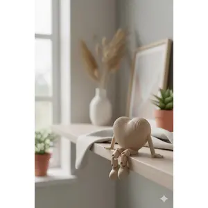 3D Printed Ribbed Heart Sculpture, Modern Minimalist Decor