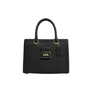 COACH Grace 24 Zip-Top Tote Bag for Women – Detachable Strap, Full-Grain and Split-Leather, Medium Black