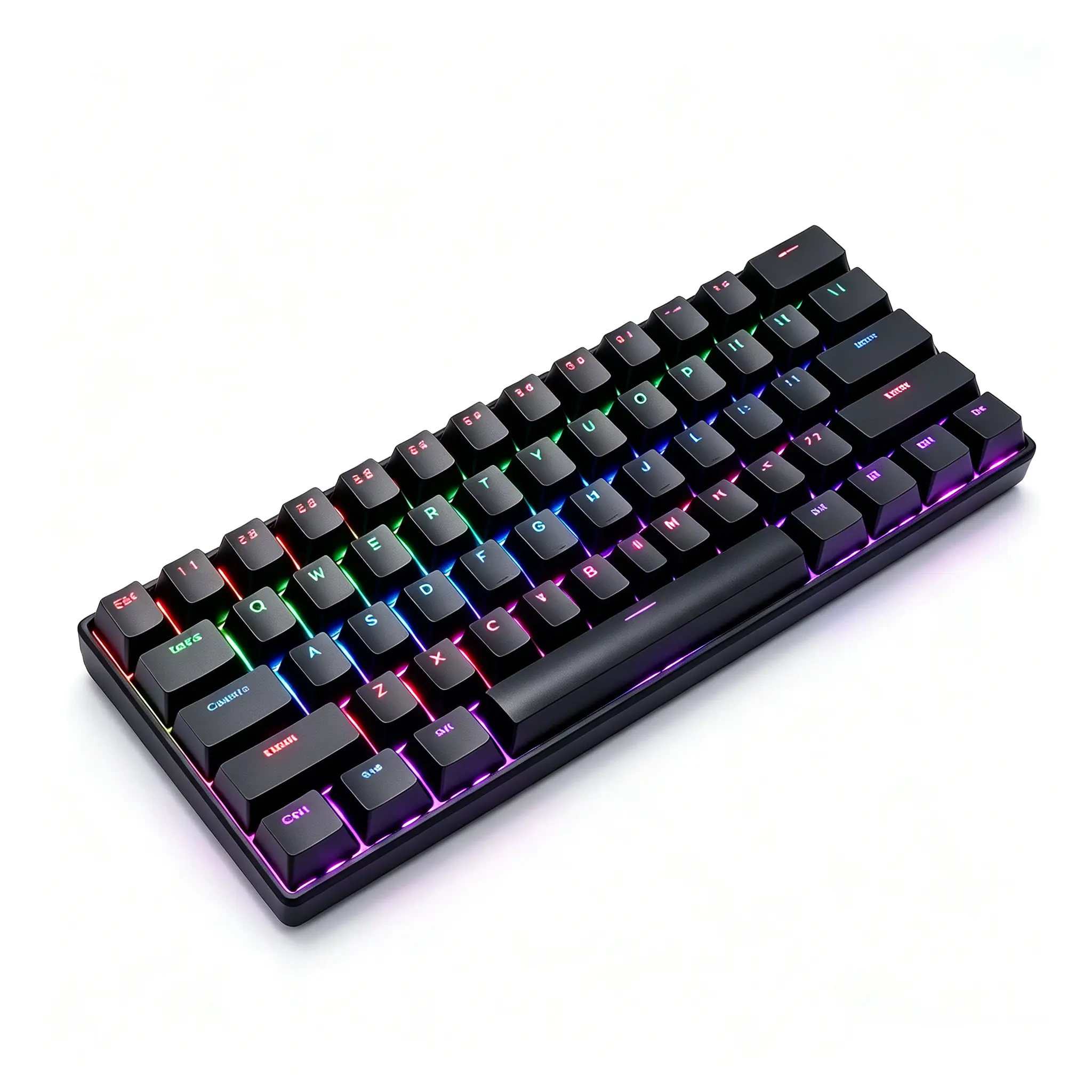 61-Key Compact Layout Mechanical Gaming Keyboard with Hot-Swap Blue/Red Mechanical Keys, RGB Light, Type-C Wired, Anti-Ghosting, for Laptop Gaming & Office Use Game Keyboard Hot Swappable Rgb, Anti-Gghosting