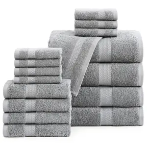 LANE LINEN 16 Piece Bath Towels - 100% Cotton Towels for Bathroom, Premium Quality Hotel Towels, Highly Soft & Absorbent Bathroom Towel Set, 4 Bath Towels, 4 Hand Towels, 8 Wash Cloths