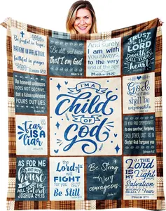 Pliny Chrid Christian Gifts for Women - Religious Gifts Blankets - I Am a Child of God Throw - Soft Comfortable Flannel Blanket - Christian Christmas Birthday Gifts - Bible Verses Catholic Gifts