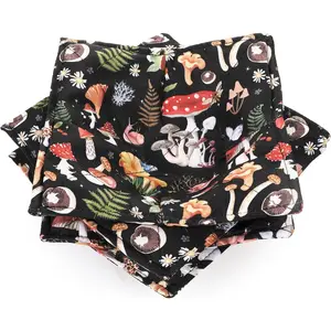 Cunhill 4 Pcs Cotton Microwave Bowl Cozy Holders for Hot Food Hot Pads Soup Bowl Potholders Heat Resistant Multipurpose Quilted Safe Holders for Kitchen Plate Supply(Black,Mushroom Style)