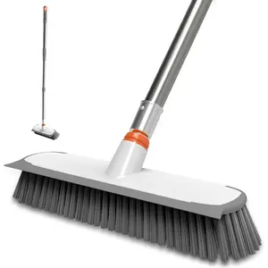 Deck Scrub Brush with Long Handle, Heavy Duty Floor Cleaning Brush  with Stiff Bristle for Concrete Tile Patio Garage Bathroom