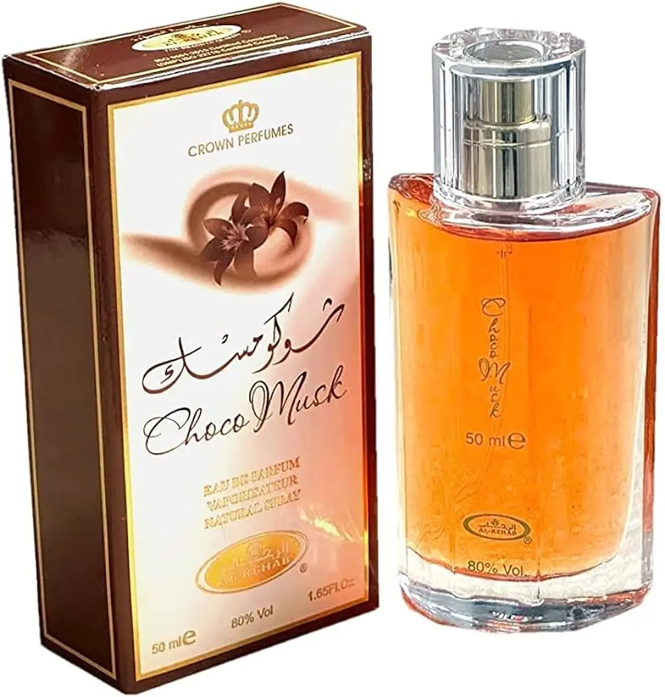 AL Rehab 2 Pcs Set Choco Musk Eau De Parfum Natural Spray 1.65FL.OZ Cacao Vanilla Perfume Amber Cinnamon Wood Aromatic Convenient Unisex Fragrances - Crown perfumes