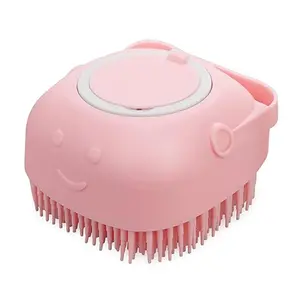 Dog Cat Bath Brush Comb Silicone Rubber Dog /Puppy Massage Brush Hair Fur Grooming Cleaning Brush Soft Shampoo Dispenser (blue)