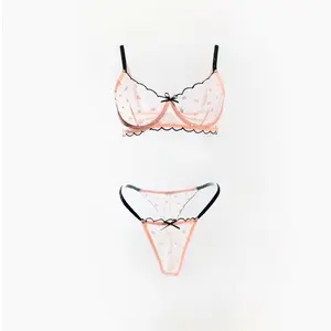 Peach Blossom Chérie Set| Peach Lace Lingerie Set| Monroe and Muse Chérie Collection