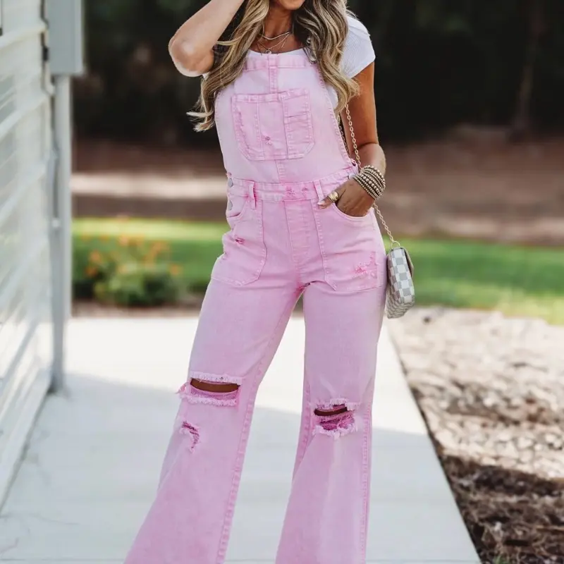 Acid wash pink overall