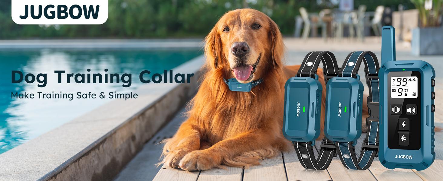 Jugbow Dog Training Collar - 4200FT with Remote, 4 Training Modes,Security Lock, IPX8 Waterproof, Rechargeable e-Collar for All Breeds,Blue 2dogs-DT68