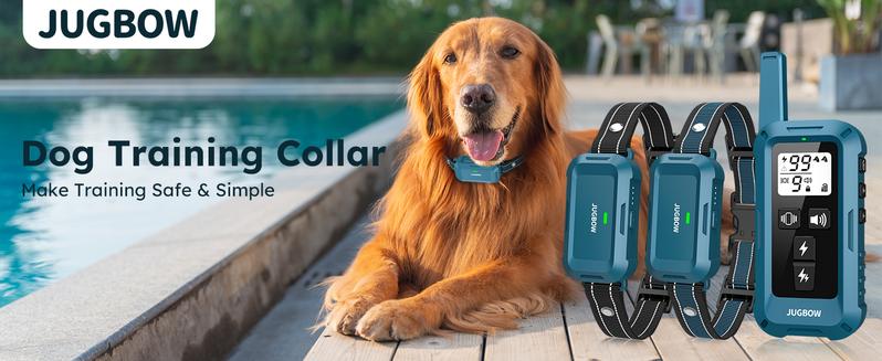 Jugbow Dog Training Collar - 4200FT with Remote, 4 Training Modes,Security Lock, IPX8 Waterproof, Rechargeable e-Collar for All Breeds,Blue 2dogs-DT68