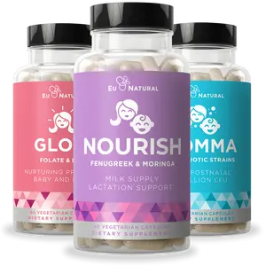Eu Natural Postnatal Bundle: Glow Prenatal Multivitamin, Momma Probiotics for Pre and Postnatal, & Nourish Multivitamin for Postnatal Lactation Support
