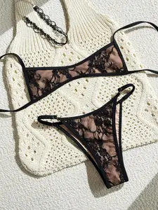 HIBOMARI New Spring Summer Women 2pcs Beachwear Casual Sexy Micro Bikini Set