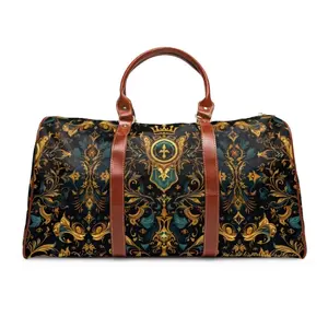 Abstract Royal Gothic King Waterproof Travel Bag Durable PU Leather with Adjustable Strap & Inner Pocket for Travel or Special Occasions weekend getaway Convertible High Capacity Garment Bag