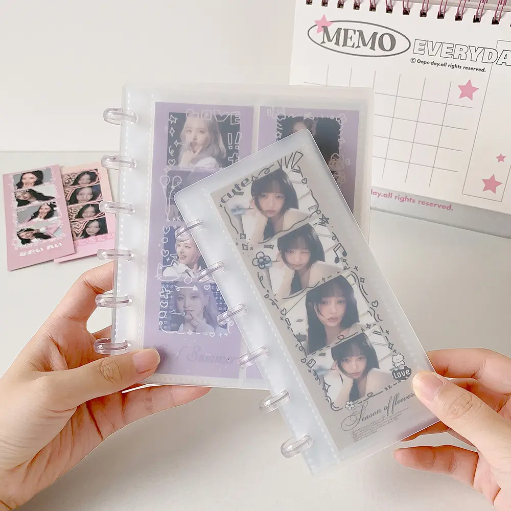 Photo Album Clear with Frosted PP Cover Loose leaf album Photo storage for 2x6 Inch Photo Stickers Photos Decor 2 x 6 Bookmark Holder 20 Pages Photos