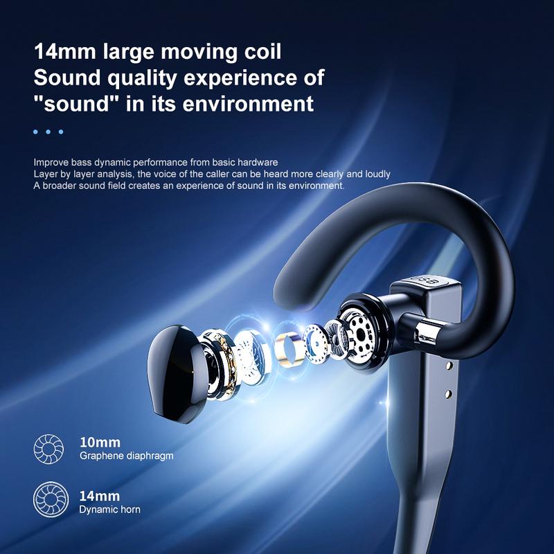 Bluetooth Wireless Headset Over Ear Noise Canceling Headphones with Mic Earbuds,10h Playback,Business Office Trucker OutdoYYK525 Business Headset, Over Ear Earphones with Mic, Bluetooth Over Ear Headset, with Charging Case,  iOS and Android,Sports Riding