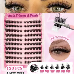 120 Pcs 3D False Eyelashes, Glue-Free Self-Adhesive, Mixed Length 8-12mm, Natural Volume, Anime Cosplay, Travel Friendly, Gift Idea, Makeup