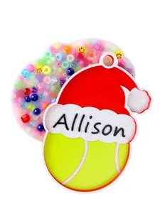 PERSONALIZED- Christmas Tennis Ball Picky Pad and Tray ORNAMENT- Satisfy Your Urge to Pick, Pop and Peel Stress-Free! Rectangle Coasters