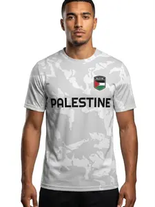 2026 Men's Palestine National Team Soccer Jersey, Short Sleeve Round Neck, Casual Sports Outdoor Wear, Vintage Football Shirt, Perfect Gift  8 color