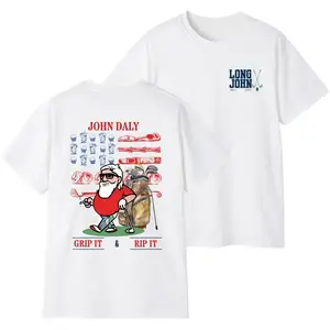 John Daly Grip It & Rip It Short-Sleeve Soft T-Shirt - Premium Cotton Classic Stylish Graphic Tee, Unisex Relaxed Fit Golfwear, Funny Golf Fans Gift - KitchenEra