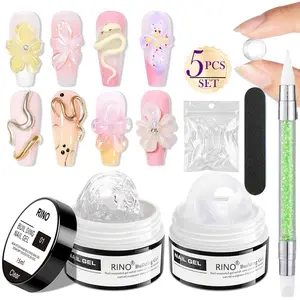 3D Nail Art Gel Clear and White Solid Builder Gel for Nails Non-Stick Hand Sculpture Hard Gels with Dual Form for Carving Patterns Decoration Nail Art Home Manicure DIY