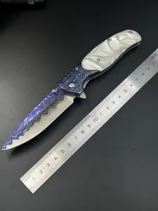 Blue Camo Portable Survival Knife - Compact Camping & Fishing Essential Multi-tool