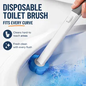 Disposable Toilet Brush Set with Replaceable Heads, Household Bathroom Cleaning Brush for Toilet Bowl and Hard-to-Reach Areas