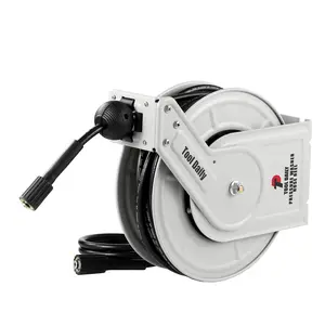 Tool Daily Retractable Pressure Washer Hose Reel 60 FT x 1/4” Durable Heavy-Duty Industrial-grade Steel with Stop Ball, Wall/Floor Mounted