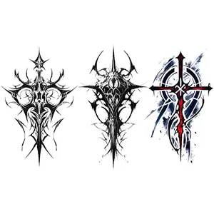 3 Pcs Cross Wings Temporary Tattoo Stickers, Waterproof Fake Tattoos for Men and Women, Arm Waist Leg Body Decorations, Festival Party Gifts