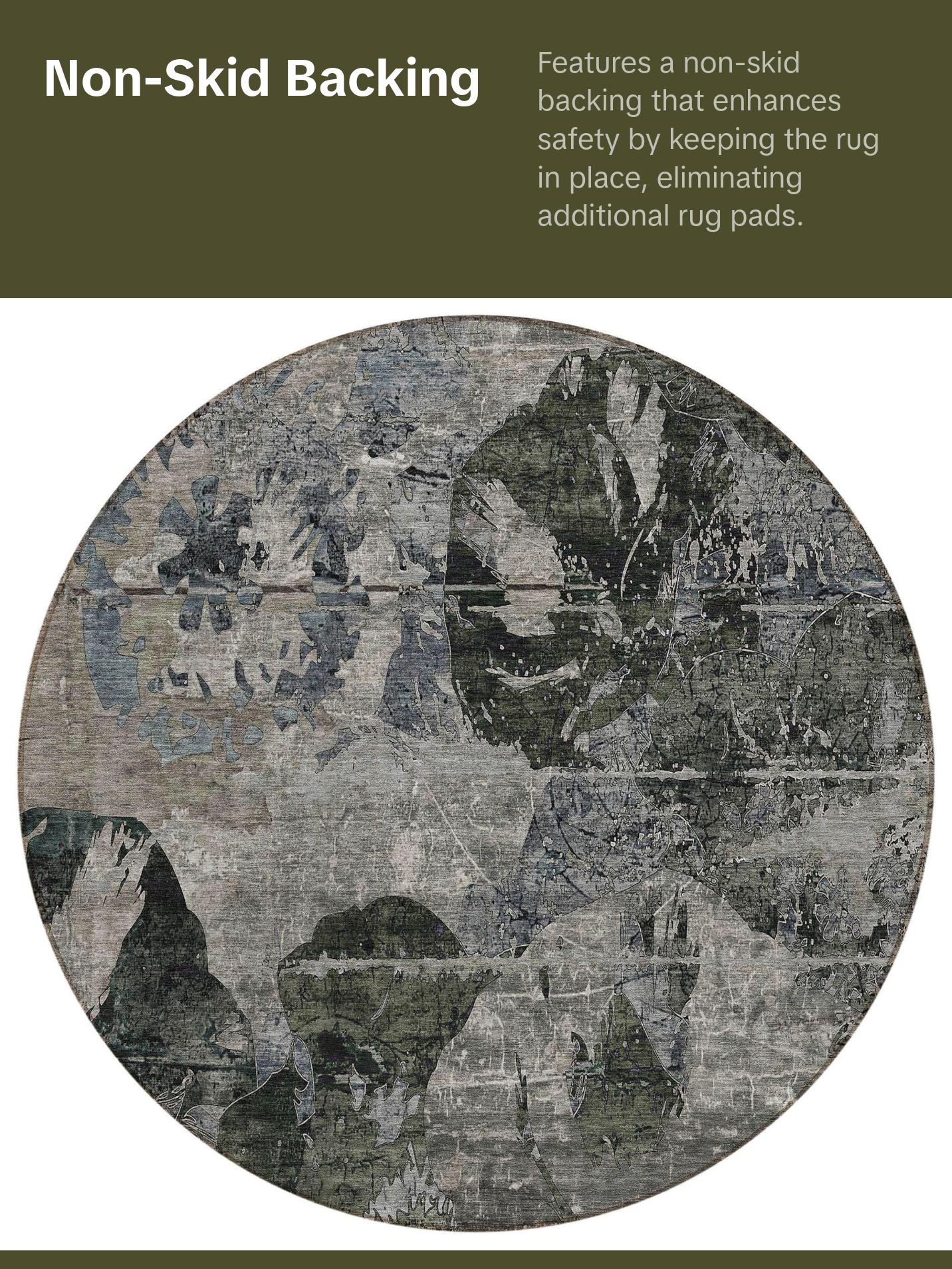 Machine Washable Gray Rug - Indoor / Outdoor - Kids / Pet Friendly Organic Print Rug