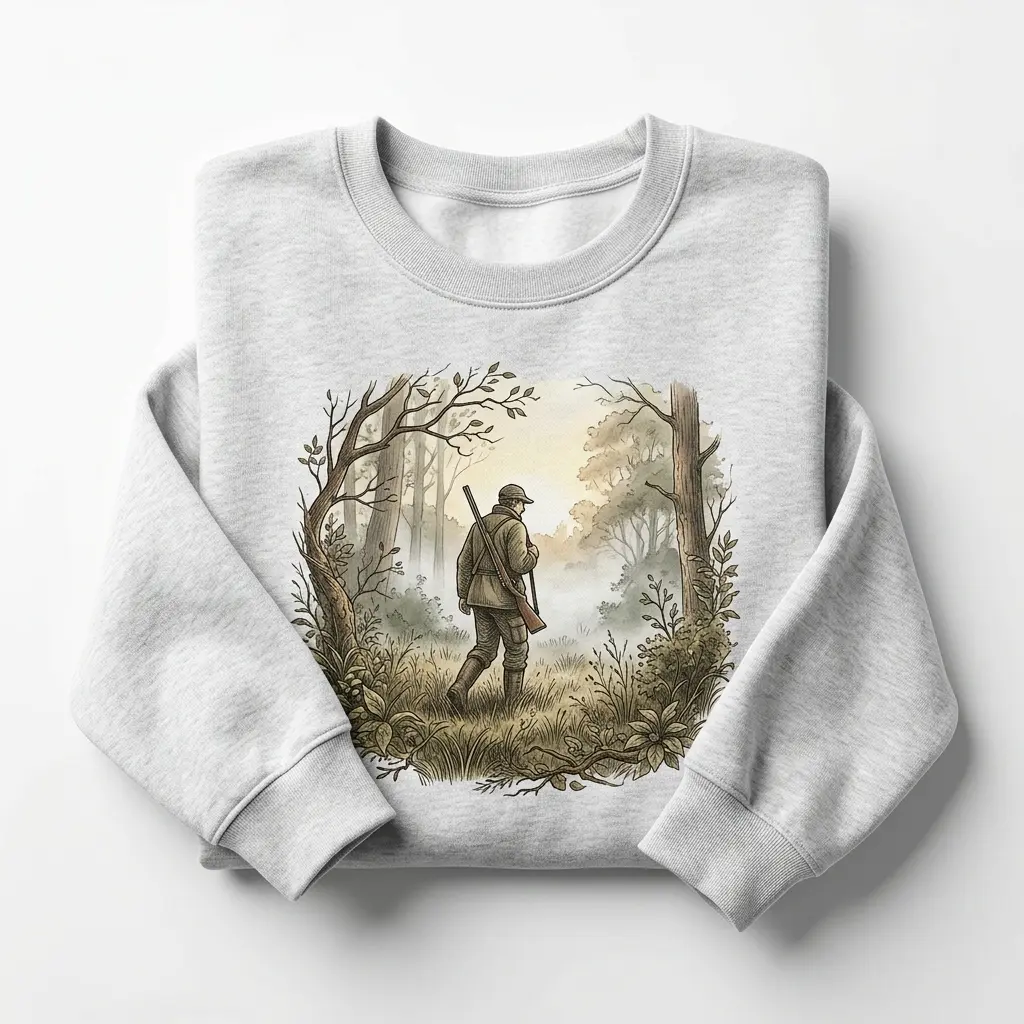 Woodland Outdoor Crewneck with Vintage Forest Trail Graphic, Rustic Nature Sweater, Country Gift - Women's Unisex Pullover Sweatshirt