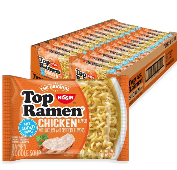 Nissin Top Ramen Noodle Soup, Chicken, 3 Ounce (Pack of 24)