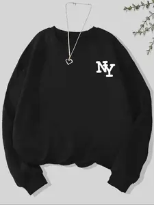Women's Letter Print Crew Neck Sweatshirt, Casual Long Sleeve Pullover for Fall & Winter, Women's Clothes for Daily Wear
