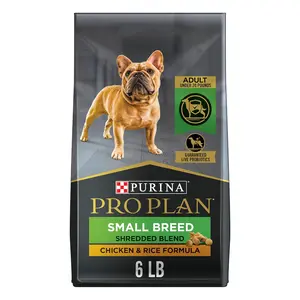 Purina Pro Plan Small Breed Dog Food With Probiotics for Dogs, Shredded Blend Chicken & Rice Formula.