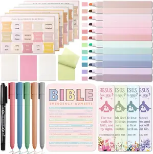 Bible Study Supplies Journaling Kit, Morandi Colored Bible Study Kit Journaling Supplies with 12 Pastel Highlighter and 90 Index Tabs Set, 5 Smooth Pens and More, Christian Gifts for Women