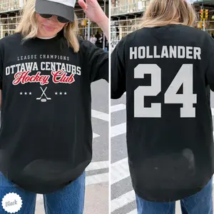 Ottawa Centaurs Front and Back Hollander 24 Game Changers Series T-Shirt, Hockey Club Tee, Fan Gift, Book Lover Shirt