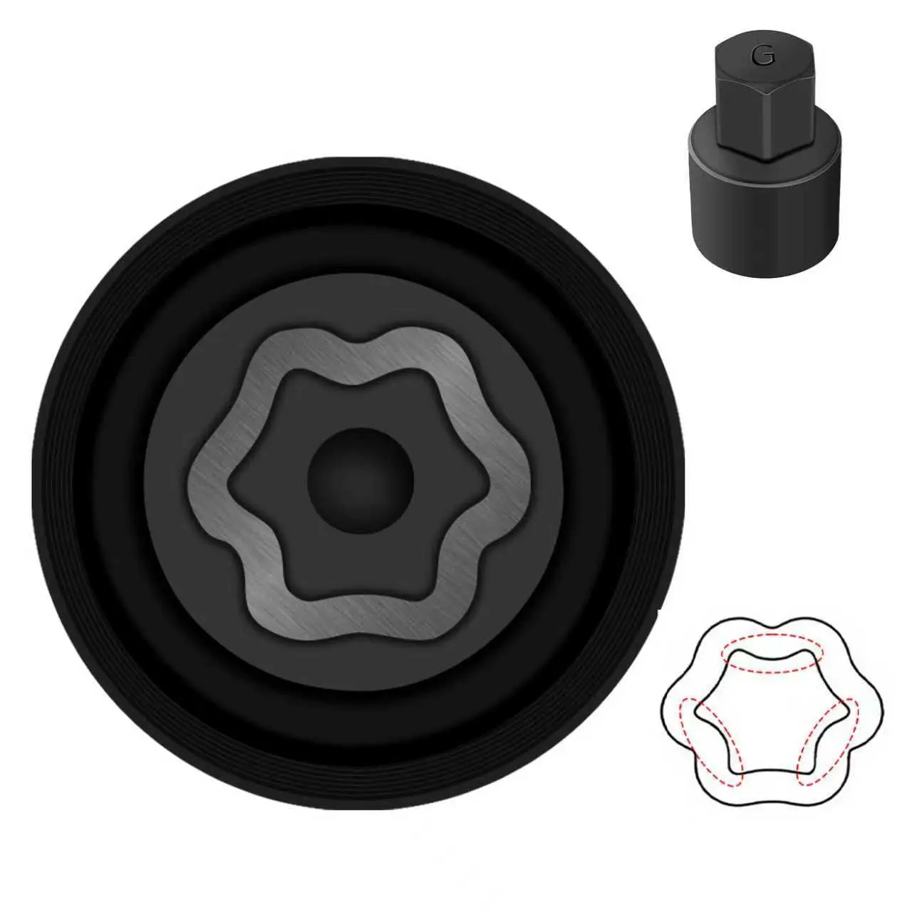 G-Wheel Locking Nut Key Compatible with Toyota Models, Lexus, Tacoma, Wheel Lock Nut Socket Adapter, Anti-Theft Lug Removal Tool, Socket Remover Hand Repair Tool