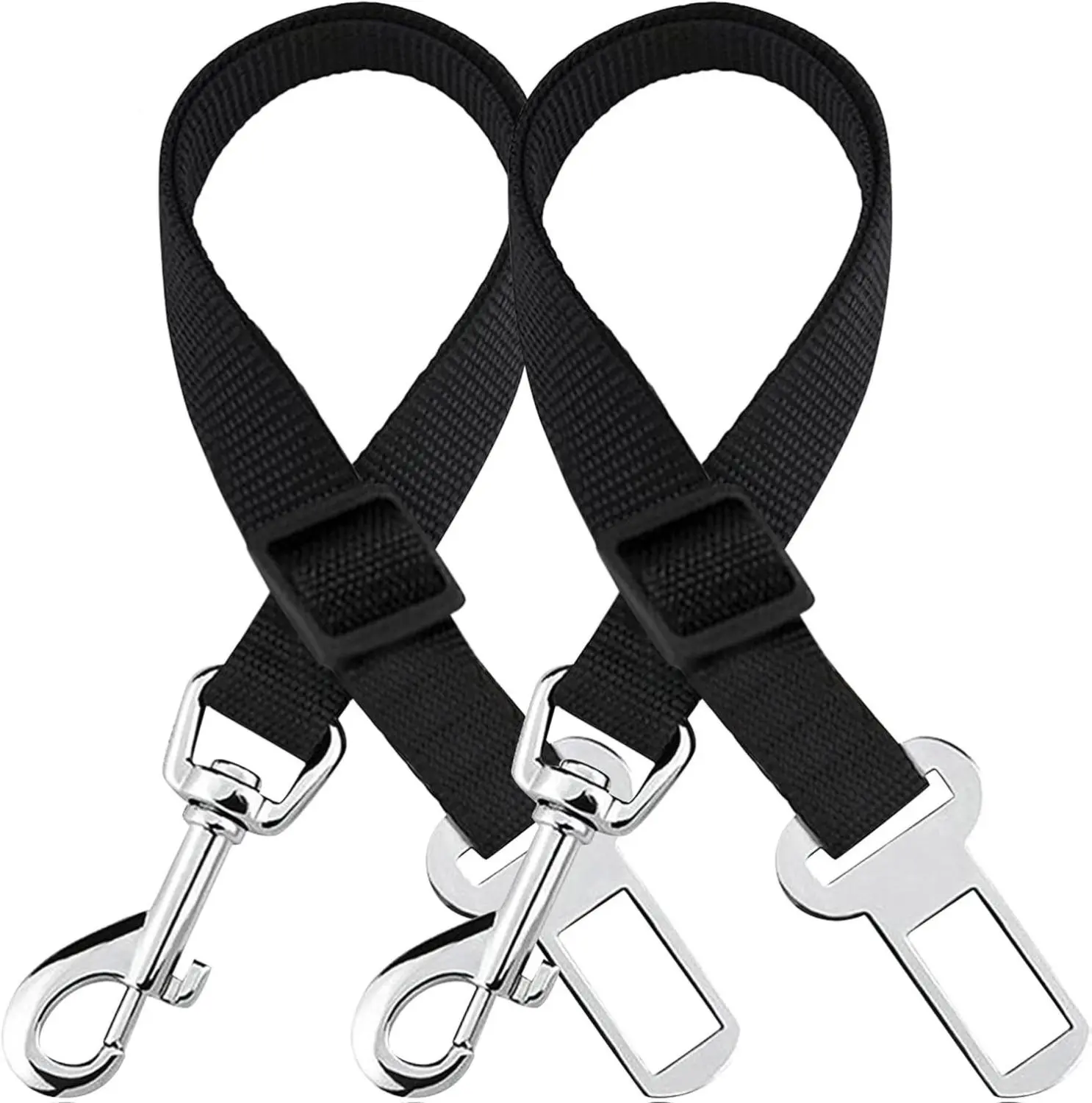 2-Pack Black No Pull Adjustable Safety Universal Dog Harness with Nylon Car Seat Belt, 19-31 in, Easy Setup, Secure Fit for All 1993+ Cars, Pet Travel Accessory, No Pull Harness, Adjustable Safety Harness