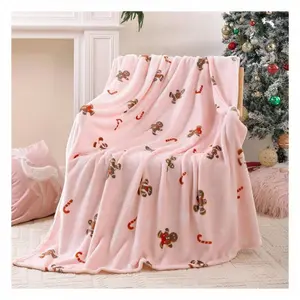 Pink Gingerbread Throw Blanket For Couch, Soft Cute Fuzzy Fruit Fleece Blankets, Room Home Decor Gifts For Women Girls, Inches Fun Blanket, Warm And Comfortable For Home Use