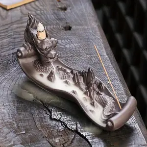 Dragon Design Backflow Incense Burner, 1 Count Creative Ceramic Incense Holder, Desktop Decorative Incense Burner for Home Office, Home Decor, Perfume