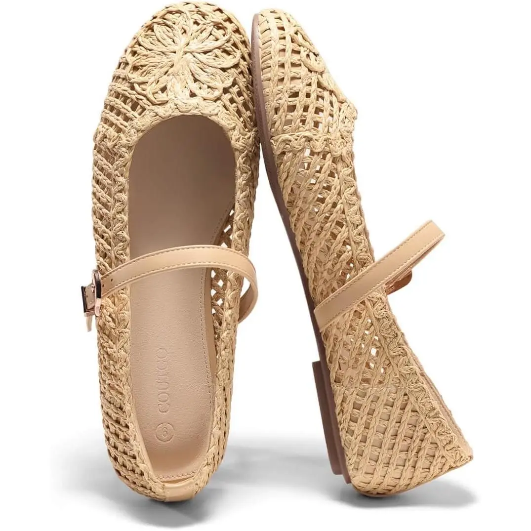 Coutgo Womens Mary Jane Woven Flats Round Toe Ballet Flats Dressy Comfortable Slip On Shoes tiktokshopbacktoschool Coutgo Womens Mary Jane Woven Flats Round Toe Ballet Flats Dressy Comfortable Slip On Shoes tiktokshopbacktoschool