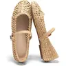 Coutgo Womens Mary Jane Woven Flats Round Toe Ballet Flats Dressy Comfortable Slip On Shoes