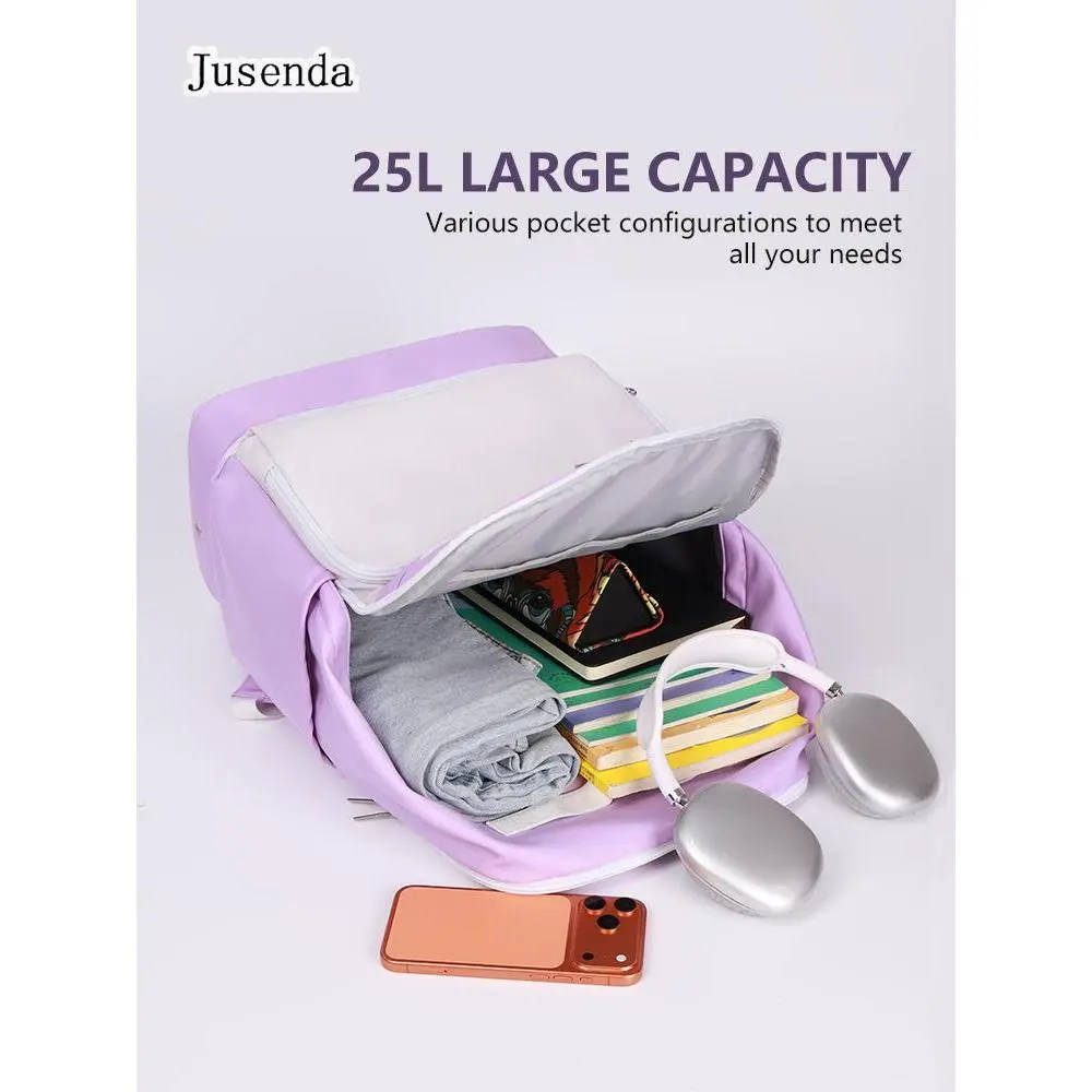 jusenda 25L Sporty Tennis Backpack, Purple Carry-all for School Laptops, Travel & Gear with an Independent Shoe Compartment, Campus Backpacks, Athletic Backpacks